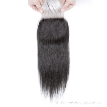 Free Part 4x4 Closure Brazilian Straight Lace Closure Human Hair 150% Density Soft And Silky Natural Hair 4x4 lace Closure